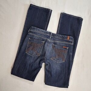 7 For All Mankind Flynt Bootcut Jeans Dark Wash A Pocket Low Rise Womens 28